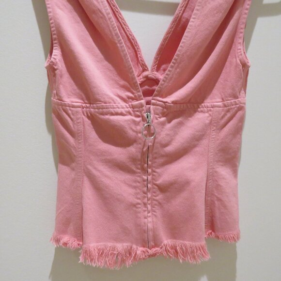 MARQUES' ALMEIDA Fringed Hem Top in Drill Pink Denim Preppy Feminine Y2K NWT - Picture 11 of 15